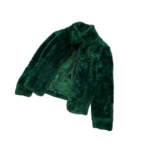 Green faux fur jacket